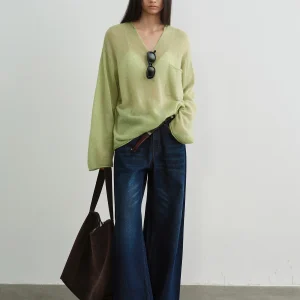 KUCO Comfortable Soft Woolen Long Sve V-Ne Knitted Base irt Versatile Casual Sle Neutral Wind Loose Fit Regular Sl... - AliExpress Sweaters&Jumpers
