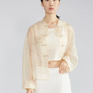 Silk Embroidered Open Cardigan Women's Thin Outerwear Elely Designed Straight Cut Long Sve Plant Floral Print Top - AliExpress Sweaters&Jumpers