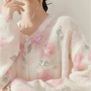 Loose Fit Knitted Cardigan Women's Soft Polyester Fiber Long Sve Floral Print Casual Sle Early Autumn Top FlowingEra - AliExpress Sweaters&Jumpers