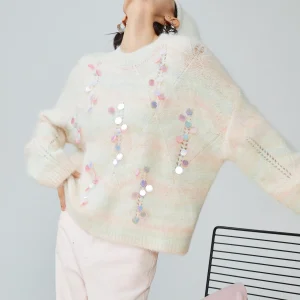 Women's Soft Glitter adient Color Knitwear Spring New Gentle Sle Comfortable Fit Long Sve round Ne Sweater - AliExpress Sweaters&Jumpers