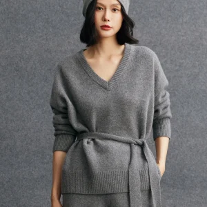 High Quality Women's Basic V-Neck Pullover Long Sleeve Knit Autumn Winter Sweater 100% Cashmere Loose Clothing Thicken Warm Top - AliExpress Sweaters&Jumpers