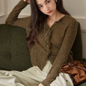 Solighter Women's Knitted Cardigan Soft Alpaca Wool round Ne Long Sve ort Length Vintage Sle Faionable Autumn Winter - AliExpress Sweaters&Jumpers