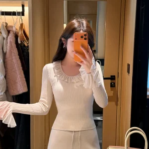 Slim Fit Knitted Base irt Women's Faionable Blouse Autumn Winter New Sle round Ne ort Length Inner Wear Casual Wear - AliExpress Sweaters&Jumpers
