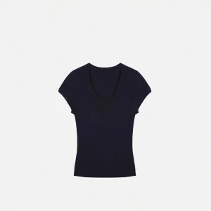 AW Wang Na Na Ralsee Korean Sle U-Ne ort Sve Slim Fit Top Waist-Cinching Breathable Low-Ne T-irt for Women - AliExpress Sweaters&Jumpers