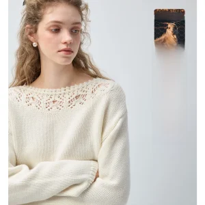 Vega Chang Camere Lace Knitted Top Women's Spring oulder Bared One-oulder Neline Embroidered Hollow out Knitwear - AliExpress Sweaters&Jumpers