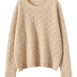 Chic 100% Cashmere Knitted Jacquard Sweater Women's Hollow Pullover O-Neck Autumn Winter Solid Color Soft Fashion Casual Tops - AliExpress Sweaters&Jumpers