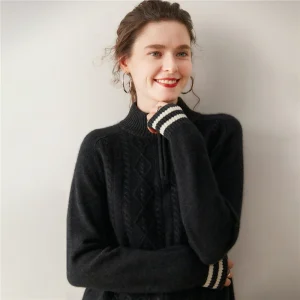 Autumn Winter New Women 100% Cashmere Sweater Mockneck Zippers Cardigan Simple Style Luxury Cashmere Knitwear Soft Comfy Tops - AliExpress Sweaters&Jumpers