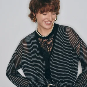 Lacy See-tough Loose Striped Knitted Cardigan V-ne Casual Comfortable Breathable Women's Spring Faion Outerwear - AliExpress Sweaters&Jumpers