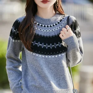 Women's new 100% Australian wool sweater O-neck sweater fashionable and versatile autumn and winter long sleeved women's pullove - AliExpress Sweaters&Jumpers