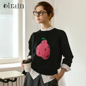 OLrain Jacquard Sweater for Woman 2026 Autumn New O-neck Loose Knitted Pullover Fashion Commute Long Sleeve Knitwear O57QM001015 - AliExpress Sweaters&Jumpers