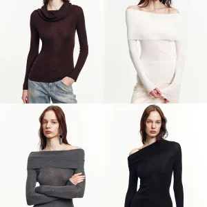 Sl Knitted Woolen Sweater Women's Faion Ele One-oulder High-Spin Yangzi Spun Yarn  Rose Praise by Fu Zhen - AliExpress Sweaters&Jumpers