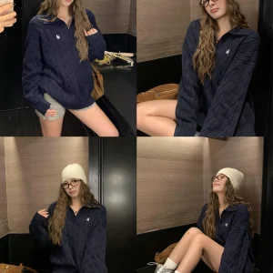 Women's Thiened Embroidered Knitwear V-ne Turtlene Autumn Winter Sweater Loose Fit Long Sve Casual Sle - AliExpress Sweaters&Jumpers