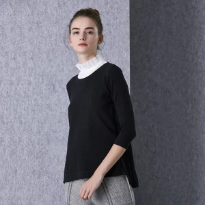 Bla Knitted Merino Wool And Chiffon round Ne Pullover irt Commute Sle ort Length Seven Sve Pure Color Women's Fa... - AliExpress Sweaters&Jumpers