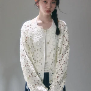 U Are Vintage Knitted Open Cardigan Embroidered Flower Hollow out Design Breathable Ladies' ort Outerwear Spring Season - AliExpress Sweaters&Jumpers