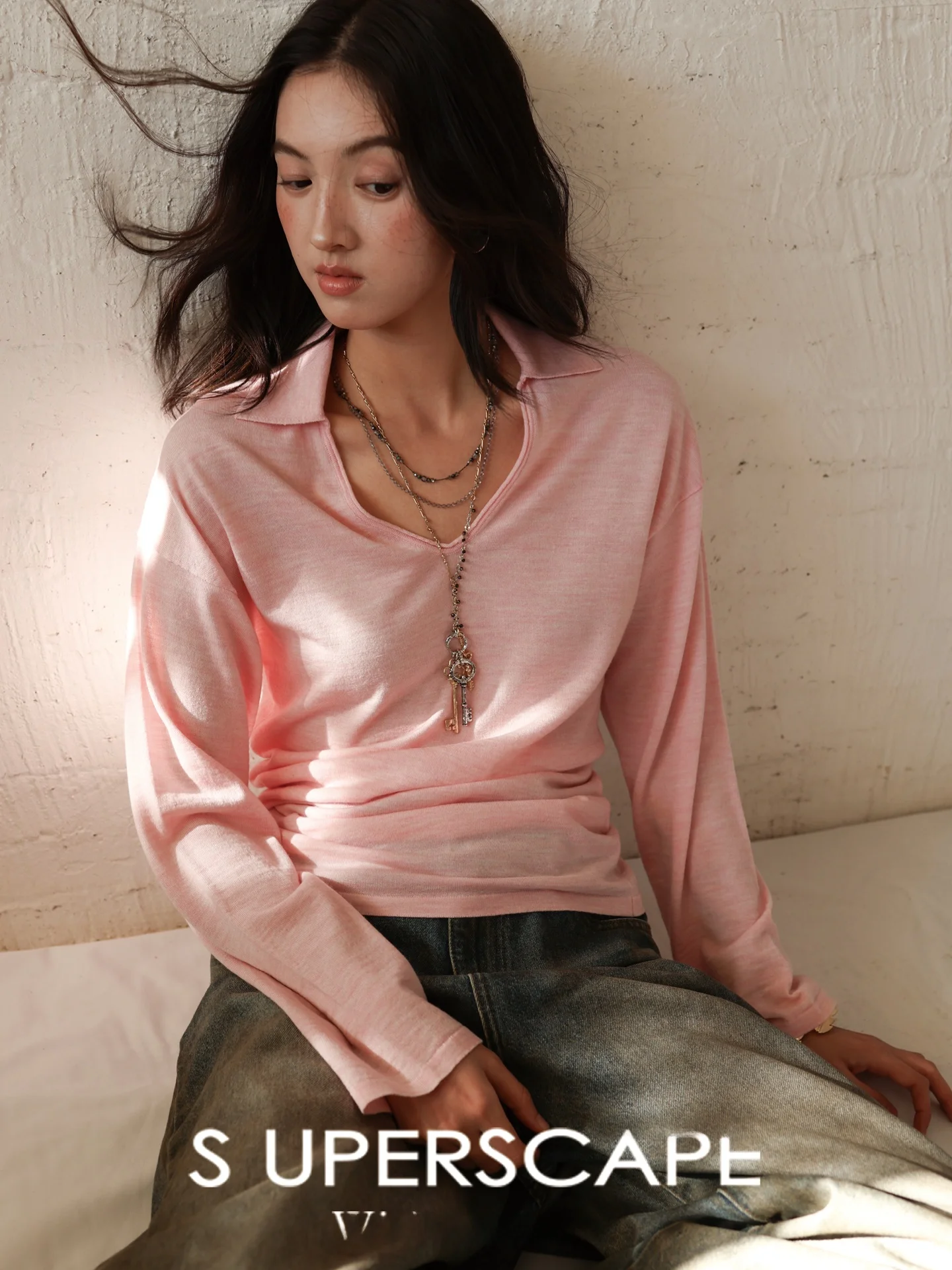 Biella Yangzi Fine Wool Long Sve Knitwear Slim Fit V-Ne Casual Sle Women's Faionable Turn-down Collar Waist-Cinching - AliExpress Sweaters&Jumpers