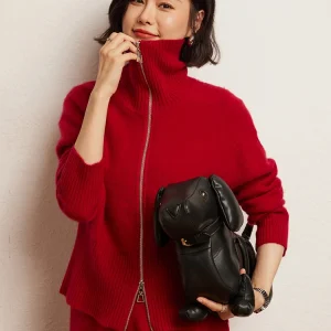 2025 High Quality Women 100% Cashmere Double Zipper Knitted Cashmere Cardigan  Autumn Winter Sweater Casual Knitted Fashion Tops - AliExpress Sweaters&Jumpers