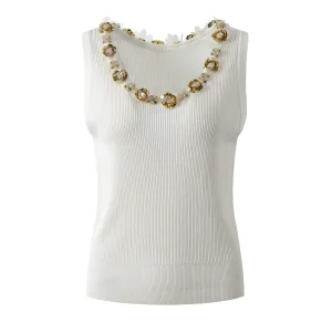 Faionable U-Ne Knitted Vest Heavy Embelliment Water Diamond Slim Fit Outerwear New 2024 Commute Sle Women's Top - AliExpress Sweaters&Jumpers