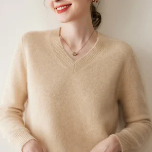 2025 New Women's 100% Cashmere Sweater V-neck Pullover Autumn Winter Cashmere Knitted Soft Warm Basic Long Sleeve Clothing Tops - AliExpress Sweaters&Jumpers