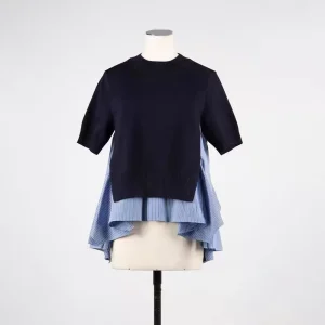 25 new spring shirt splicing knit shirt short sleeve woolen blouse - AliExpress Sweaters&Jumpers