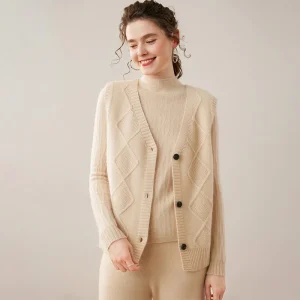 Casual Women's 100% Cashmere Classic Cable Knit Soft Sweater Loose Sleeveless Versatile Cardigan Vest Autumn Winter Knitwear - AliExpress Sweaters&Jumpers