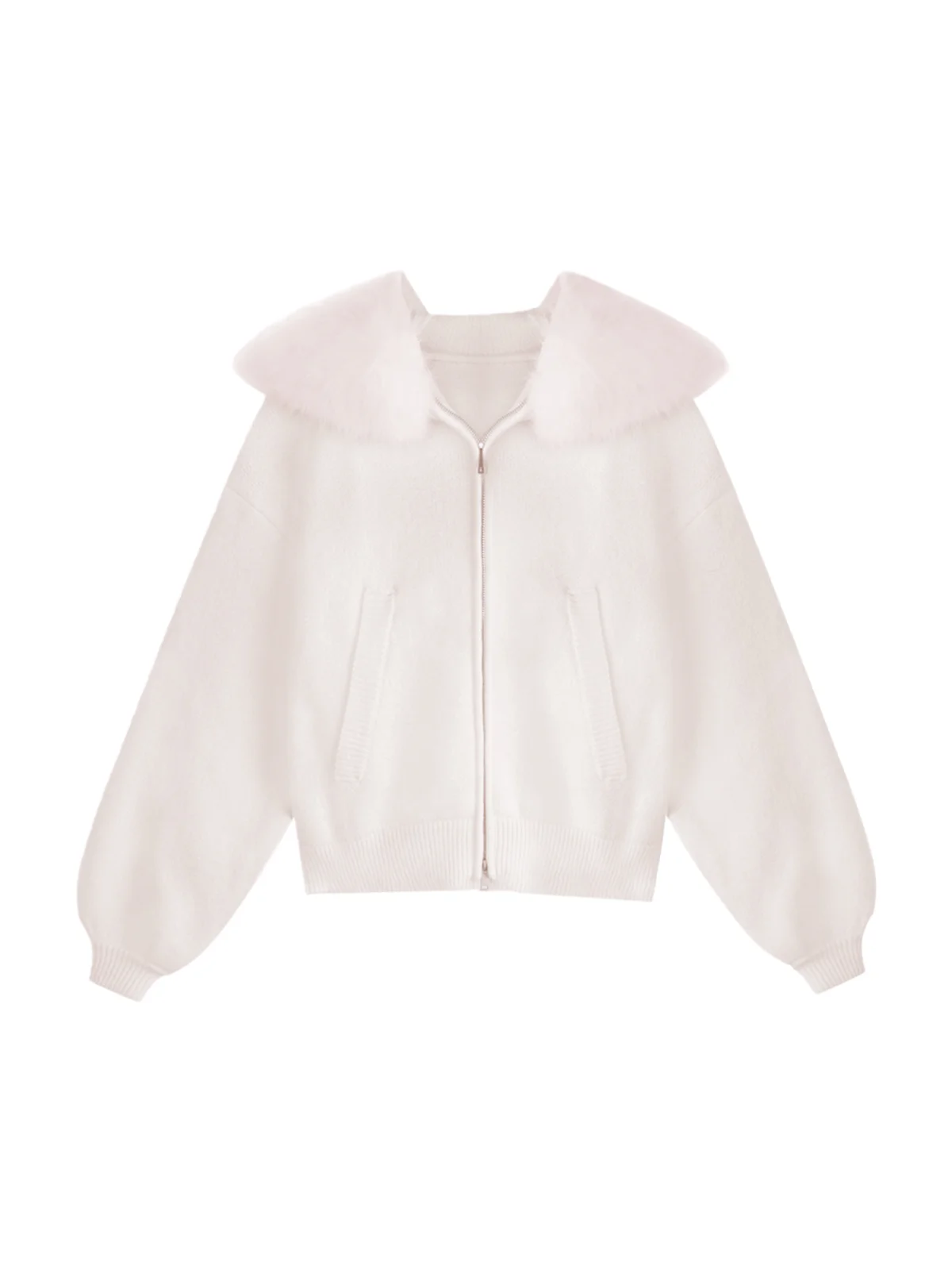 Warm Fce Cloudscape Hooded Open Cardigan Women's Knitted Sweater Coat Large Fur Collar College Sle Loose Fit Long Sve - AliExpress Sweaters&Jumpers