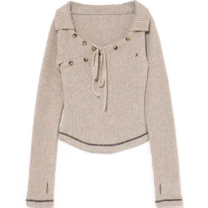 Japanese Sweet Button Asymmetrical Strap Slim Pure Desire Knitted Sweater Spring Autumn New Cute Girl Long Sleeve Elegant Top - AliExpress Sweaters&Jumpers