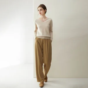 Women's High Quality 100% Pure Cashmere V-Neck Pullover Sweater Warm Solid Color Versatile Knitted Shirt Top - AliExpress Sweaters&Jumpers