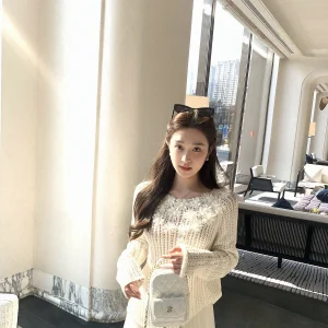 Cchen Chencheng Tea Vine Lace Hollow out Inteated hine Embroidered Knitwear Design Sensation New Sweet Sle Loose Fit - AliExpress Sweaters&Jumpers