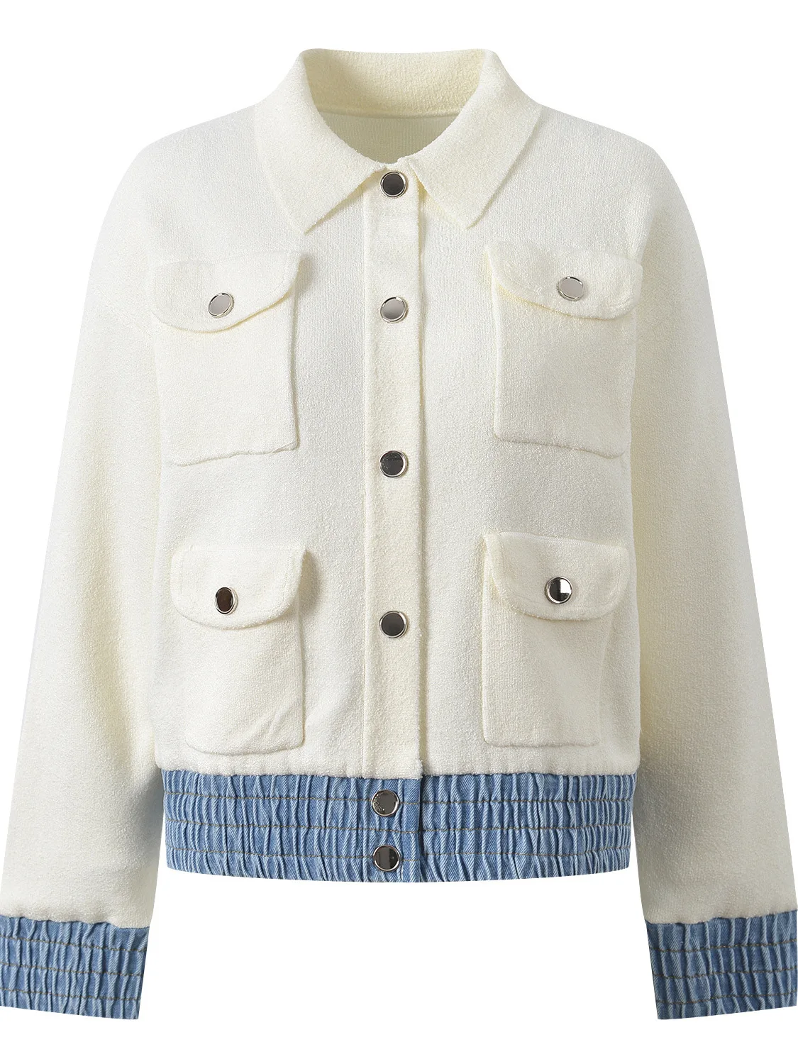 Spring 2026 Early Design Sensation Denim Patchwork ort Collar Open Cardigan Jaet Women's Knitted Long Sve Four ket - AliExpress Sweaters&Jumpers