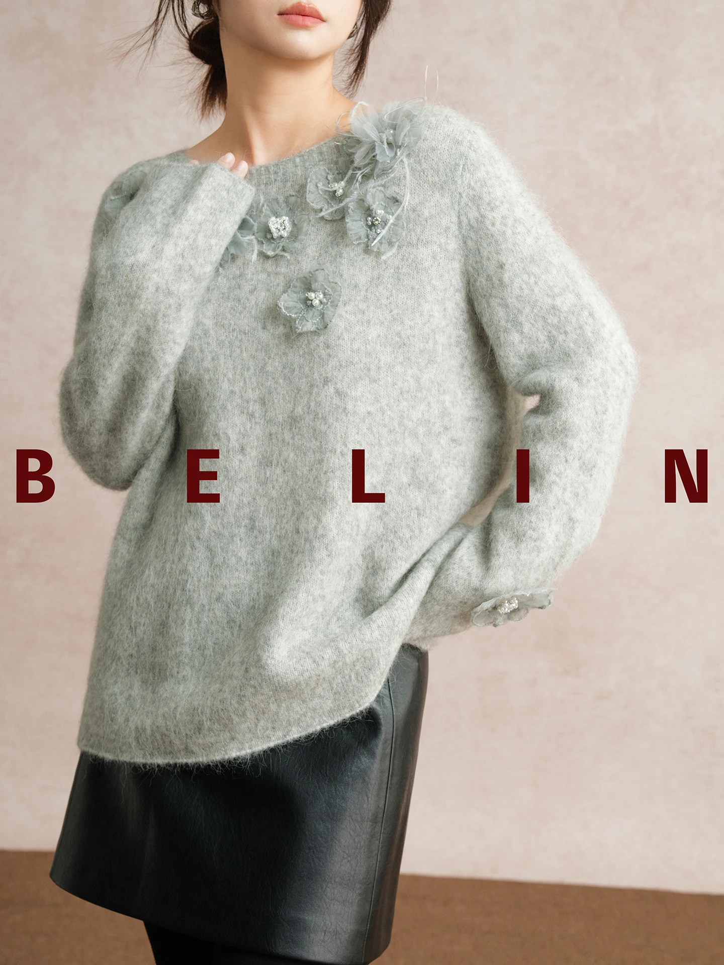 Soft Heavy Embroidery Alpaca Wool Camere Sweater Gentle Mature Sle High End Line Women's Knittedwear Plant Floral Pattern - AliExpress Sweaters&Jumpers