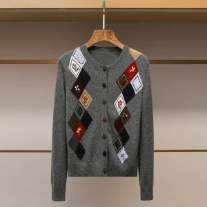 High-End Women's Knitted Cardigan Autumn 2025 Commute Sle Diamond id Pattern Decorative Button Floral Embroidery Long Sve - AliExpress Sweaters&Jumpers