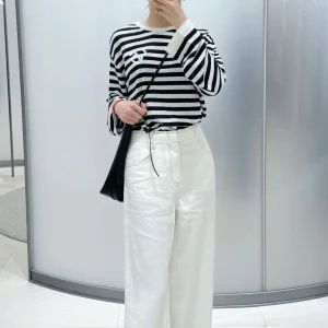Spring Summer 2025 Women's Loose Fit Long Sve round Ne Knitwear Casual Versatile Blue White Striped Top Faionable Basi... - AliExpress Sweaters&Jumpers