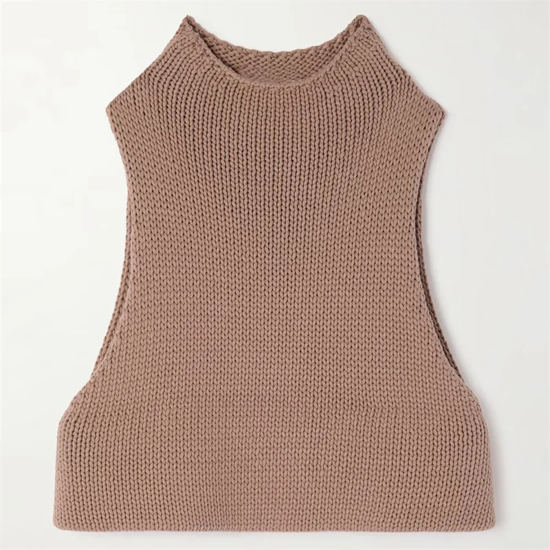 Women's sweater New elastic slim sleeveless top for autumn 2025 Cotton blend high neck pullover Women's vest Women's turtleneck - AliExpress Sweaters&Jumpers