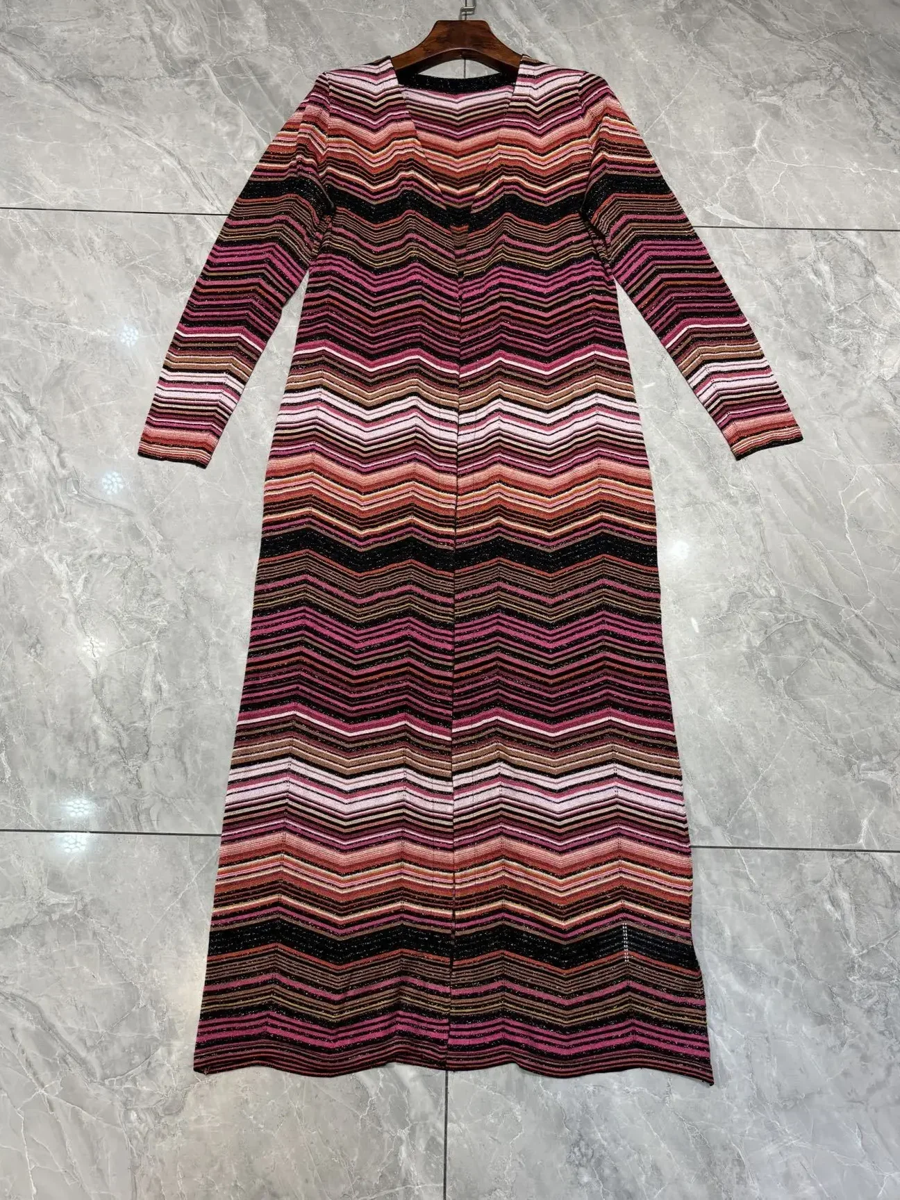 Women's Striped Knitted Long Cardigan 2025 New V-Neck Fashion Female Sweater - AliExpress Sweaters&Jumpers