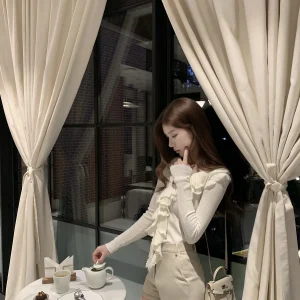 Wuuus Camellia Detachable Multi-Wear Slim Fit Cardigan Women's Knitted Top with Lace Trim V-Ne Long Sve Polyester Blend - AliExpress Sweaters&Jumpers