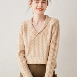 ADDONEE Luxury Style Women 100% Cashmere Sweater Lapel V-Neck Pullover Autumn Winter Thick Warm Soft Cashmere Knitwear Tops - AliExpress Sweaters&Jumpers