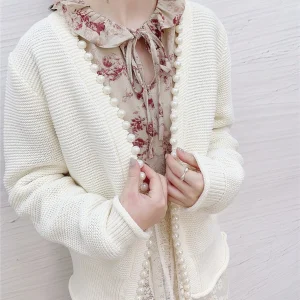 ANNUUS Pure Color Pearl Button Decorative Knitted Open Cardigan Commute Sle Autumn Winter New Arrival Women's Faion Top - AliExpress Sweaters&Jumpers