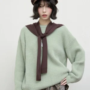 Collarl Color Blo Sweater Women's Loose Fit round Ne Spring 2026 New Sle Casual Long Sve Knittedwear - AliExpress Sweaters&Jumpers
