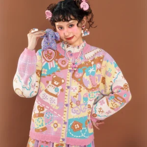 LutraJump Vintage Style Knitted Sweater Coat Pink Purple Patchwork Floral Embroidery Long Sleeve Open Cardigan Women's Cotton - AliExpress Sweaters&Jumpers