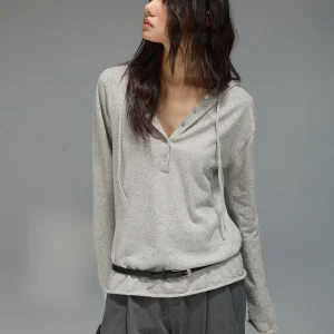 JUSLIN Loose Fit Cotton Linen Silk Knitted f Open Front Hooded Henry Collar Top Women's Spring Long Sve Crew Ne Pullover - AliExpress Sweaters&Jumpers
