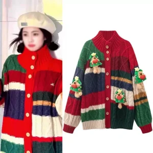 Cisas Heart Bear Knitted Open Cardigan Sweater Women's Autumn Winter Lazy Faion Color Blo Top Trendy Outerwear - AliExpress Sweaters&Jumpers