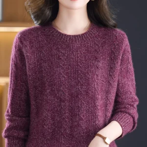 Thiened Warm round Ne Coarse Yarn Sweater Women Loose Faionable Mom Clothes Base irt Loose High-end Woolen Sweater - AliExpress Sweaters&Jumpers