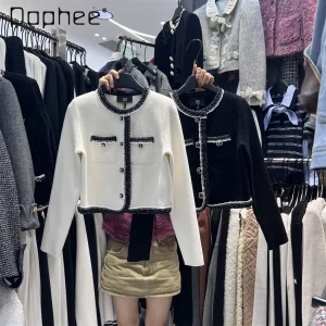 2026 Early Spring New Korean Elegant Round Neck Single-Breasted Cardigan Light Luxury Socialite Versatile Short Cardigan Women - AliExpress Sweaters&Jumpers