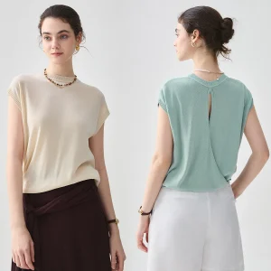 Women's Loose Fit round Ne Silk Blend oulder Wrap T-irt Spring Summer New Sle Comfortable Cotton Blend Casual Top - AliExpress Sweaters&Jumpers