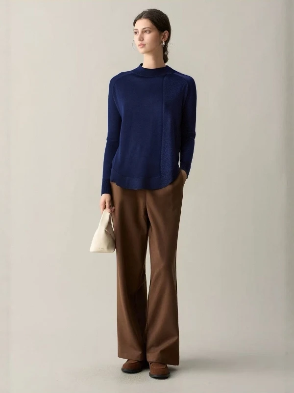 Dongle Meet Merino Wool Knitted Side Split U-ape Sweater round Ne Pullover Women's Base irt Knitted Wear to Work Sle ... - AliExpress Sweaters&Jumpers