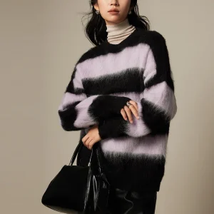 Tcyeek, Alpaca Wool Pullovers For Woman, Round Neck Loose Soft Sweaters, Warm Knit Striped Tops, 2024 Autumn Winter T48134QM - AliExpress Sweaters&Jumpers