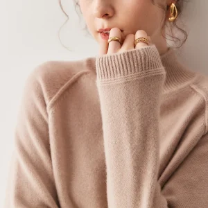 MEETCC Women 100% Cashmere Solid Color Pullover Mock Neck Sweater Autumn Winter Soft Cozy Tops Long Sleeve Jumper Casual Tops - AliExpress Sweaters&Jumpers
