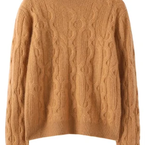 Thick Women's 100% Cashmere Sweater Cable Stitch Knitwear Autumn Winter Jacquard Retro Pullover Solid Color Lazy Female Clothing - AliExpress Sweaters&Jumpers