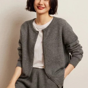Chic Basic Autumn Winter Sweater Women's Clothes 100% Cashmere Sweater Cardigan Long Sleeve O-Neck Elegant Knit Lounge Thin Coat - AliExpress Sweaters&Jumpers