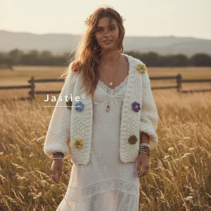 Hand-crocheted Colorful Floral Loose White Knit Cardigan New Autumn/winter 2026 Style Soft And thick Warm Sweater Cardigan Top - AliExpress Sweaters&Jumpers
